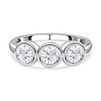 9K White Gold Moissanite 3 Stone Ring 1.28 Ct.