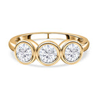 9K Yellow Gold Moissanite 3 Stone Ring 1.28 Ct.
