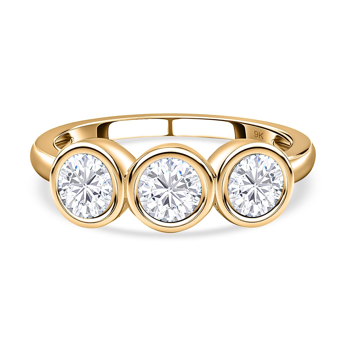 9K Yellow Gold Moissanite 3 Stone Ring 1.28 Ct. 7632998 0