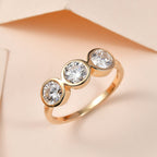 9K Yellow Gold Moissanite 3 Stone Ring 1.28 Ct.