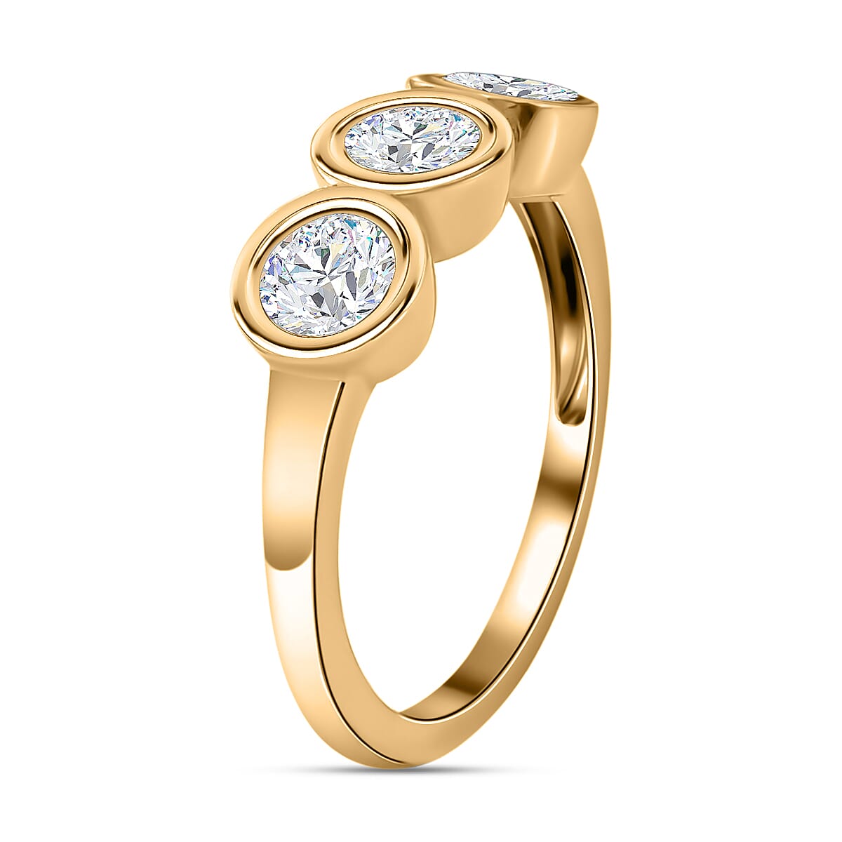 9K Yellow Gold Moissanite 3 Stone Ring 1.28 Ct. 7632998 4