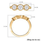 9K Yellow Gold Moissanite 3 Stone Ring 1.28 Ct.