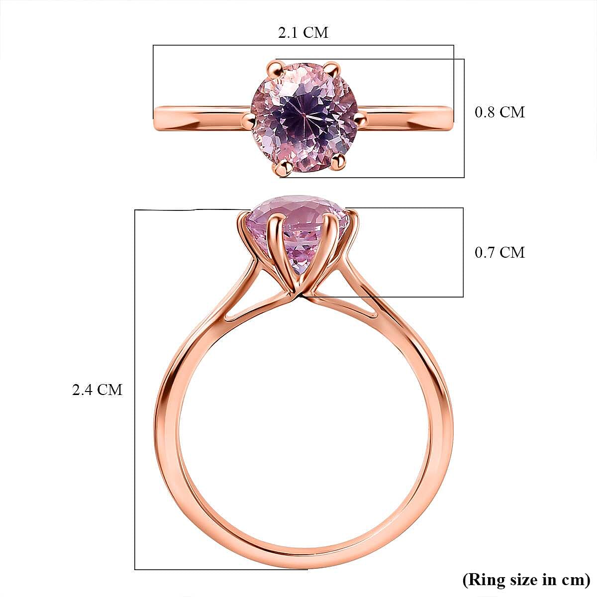 9K Rose Gold Kunzite Solitaire Ring 1.74 Ct 7633531 5