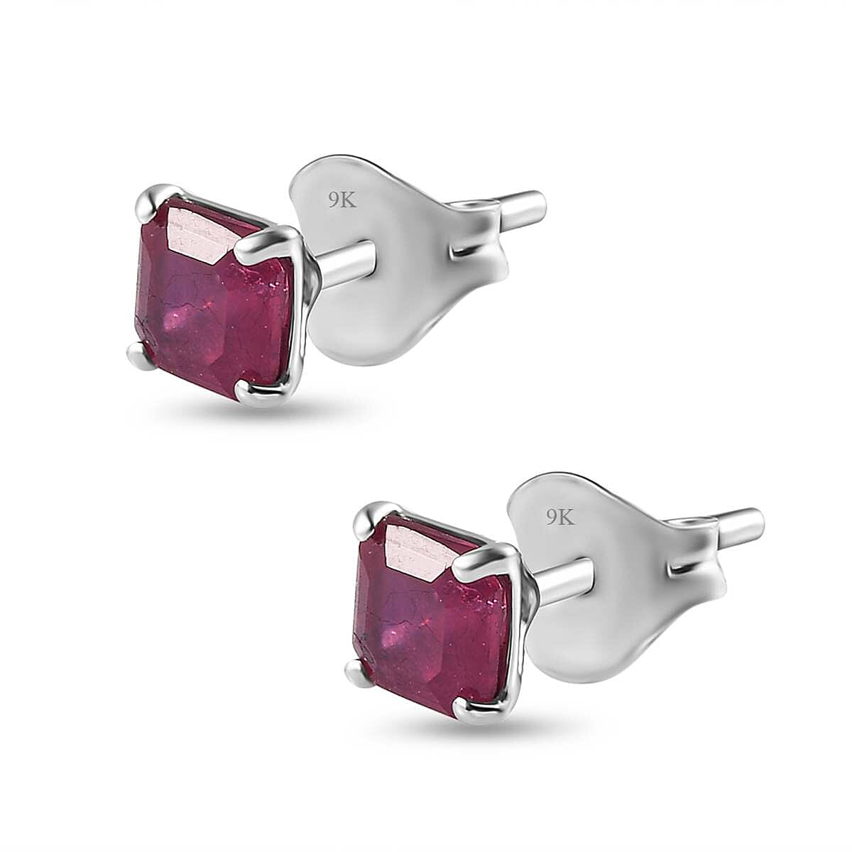 9K White Gold  AA   African Ruby  Earring 1.50 ct,  Gold Wt. 0.4 Gms  1.718  Ct. 7633992 3