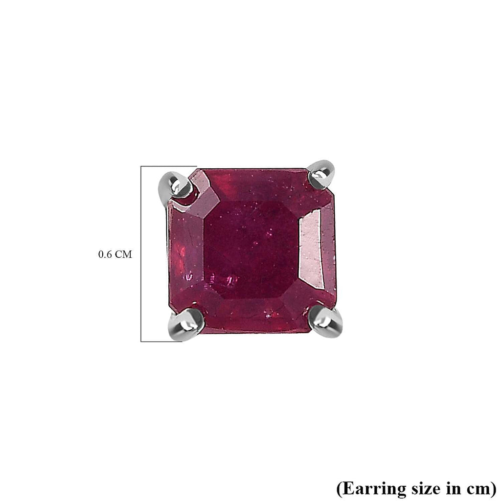 9K White Gold  AA   African Ruby  Earring 1.50 ct,  Gold Wt. 0.4 Gms  1.718  Ct.