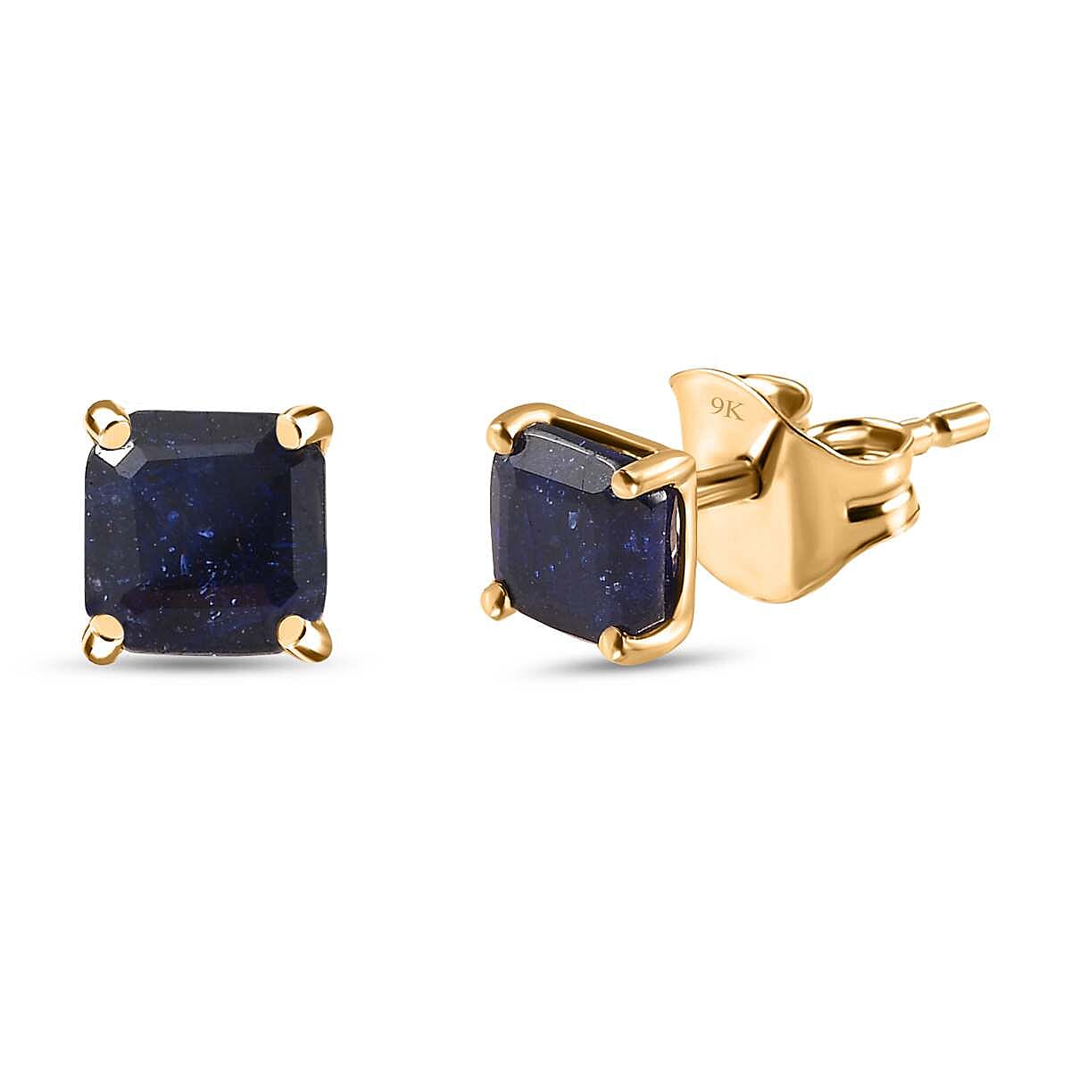 9K Yellow Gold Masoala Sapphire Stud Earrings 1.50 Ct 7633994 0