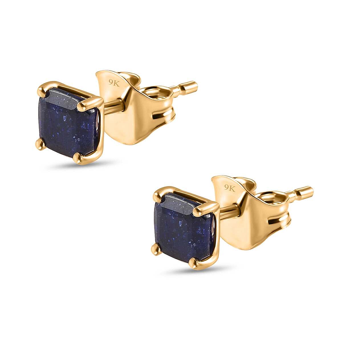 9K Yellow Gold Masoala Sapphire Stud Earrings 1.50 Ct 7633994 3