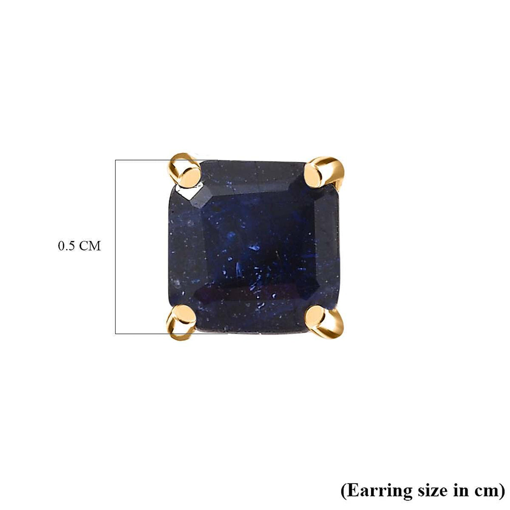 9K Yellow Gold Masoala Sapphire Stud Earrings 1.50 Ct