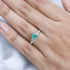 9K White Gold Emerald & Diamond Ring 0.90 Ct.