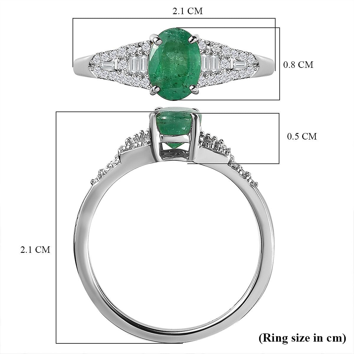 Emerald and Diamond Cluter Ring in 9K White Gold 7634040 5