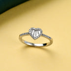 Diamond Heart Ring in Platinum Overlay Sterling Silver 0.15 Ct
