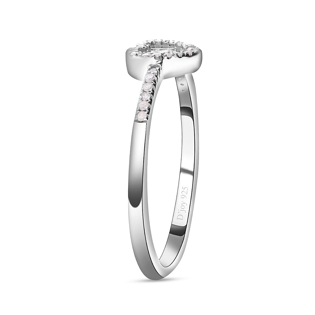 Diamond Heart Ring in Platinum Overlay Sterling Silver 0.15 Ct 7634372 3