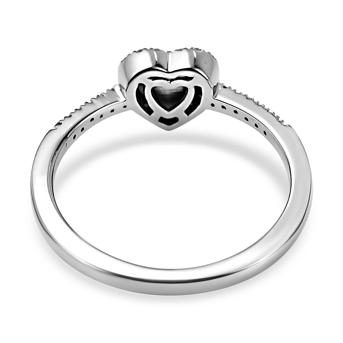 Diamond Heart Ring in Platinum Overlay Sterling Silver 0.15 Ct 7634372 4