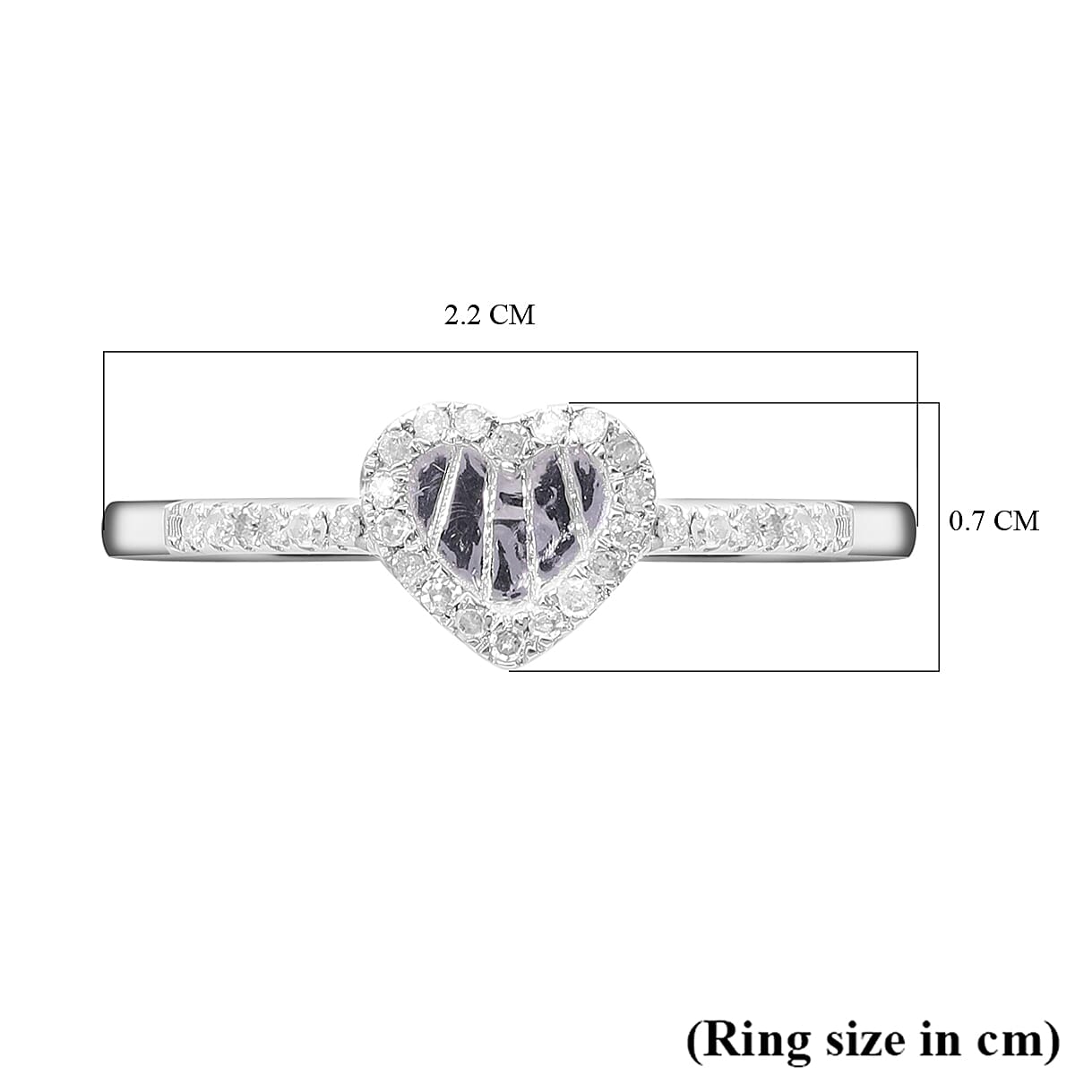 Diamond Heart Ring in Platinum Overlay Sterling Silver 0.15 Ct 7634372 5