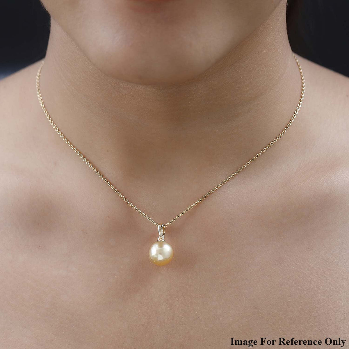 18K Yellow Gold AAA Golden South Sea Pearl Pendant 7634680 2