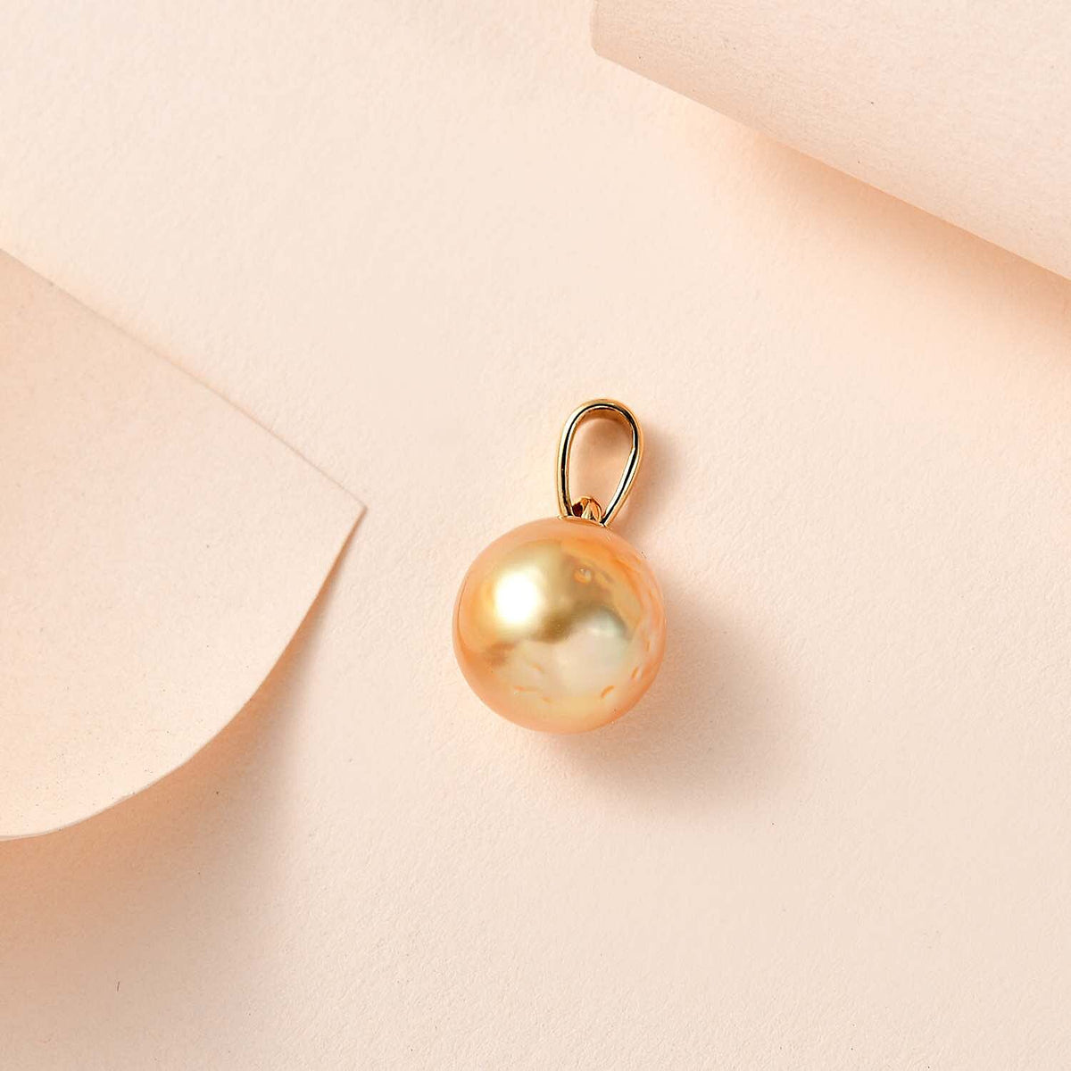 18K Yellow Gold AAA Golden South Sea Pearl Pendant 7634680 3