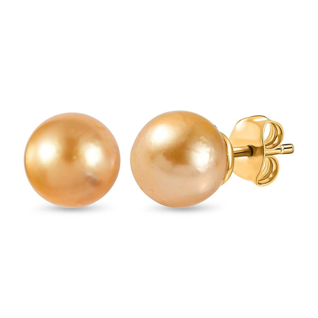 18K Yellow Gold AAA Golden South Sea Pearl Earrings