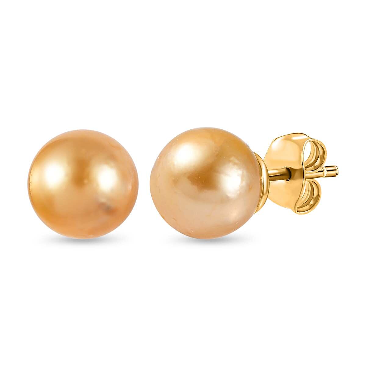 18K Yellow Gold AAA Golden South Sea Pearl Earrings 7634684 0