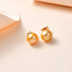 18K Yellow Gold AAA Golden South Sea Pearl Earrings