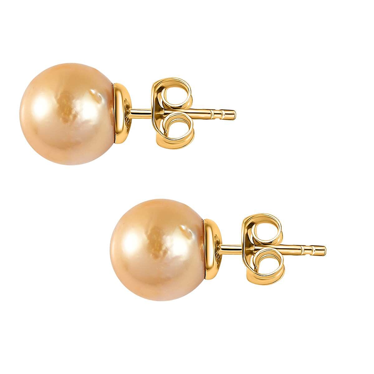 18K Yellow Gold AAA Golden South Sea Pearl Earrings 7634684 4