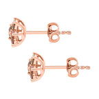 14K Rose Gold Champagne Diamond,Pink Diamond & Natural Yellow Diamond (I1-I2) Stud Floral Earrings 0.50 Ct