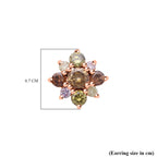 14K Rose Gold Champagne Diamond,Pink Diamond & Natural Yellow Diamond (I1-I2) Stud Floral Earrings 0.50 Ct