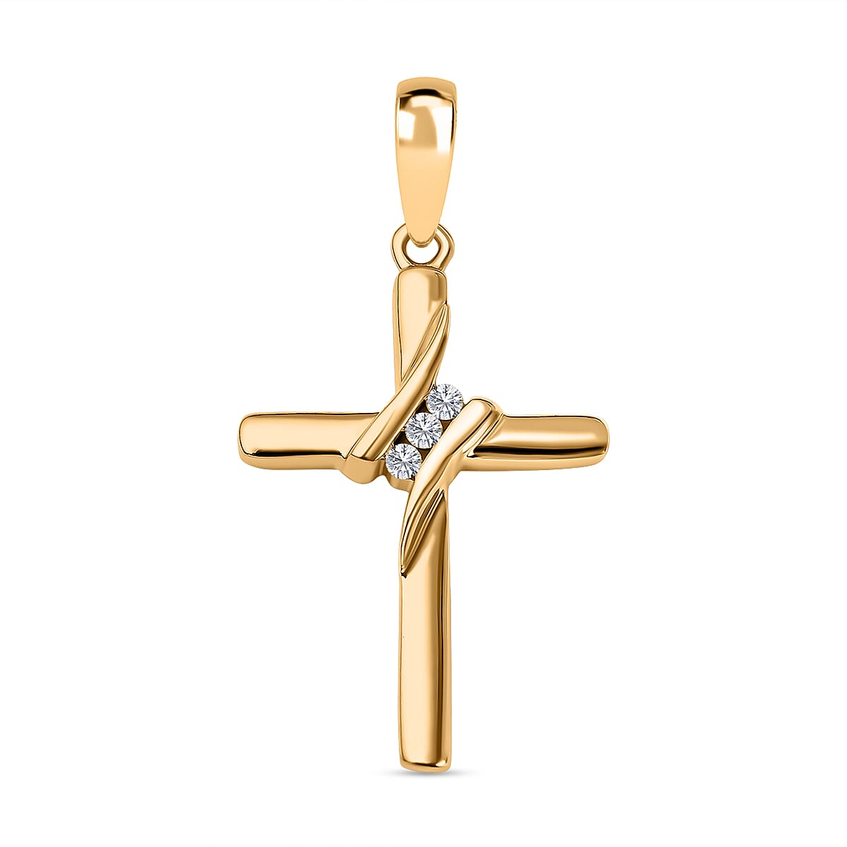 9K Yellow Gold Diamond (G-H) Cross Pendant 7637544 0
