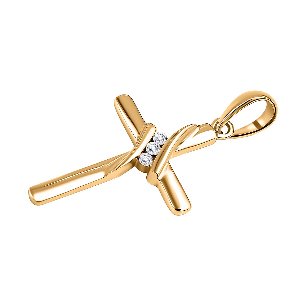 9K Yellow Gold Diamond (G-H) Cross Pendant 7637544 3