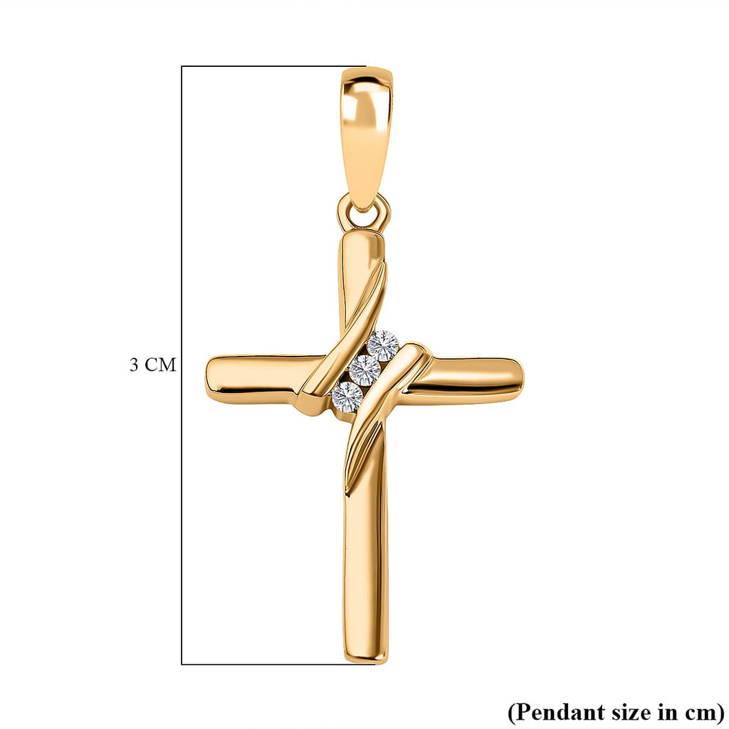 9K Yellow Gold Diamond (G-H) Cross Pendant