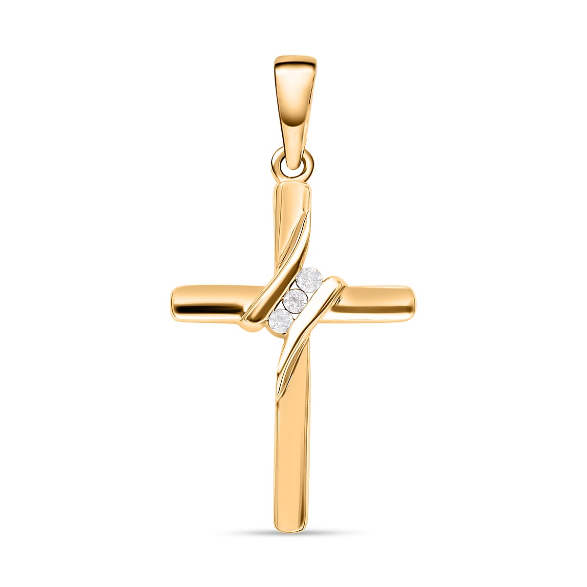 9K Yellow Gold Diamond (G-H) Cross Pendant 7637544 5