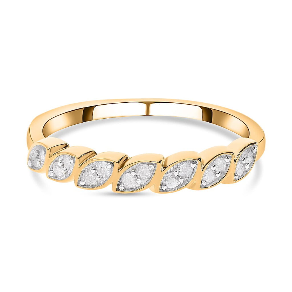 Diamond Half-Eternity Ring in 18K Vermeil Yellow Gold Plated Sterling Silver 0.19 Ct