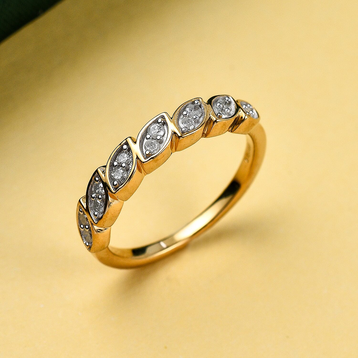 White Diamond Ring in 18K Vermeil YG Plated Sterling Silver 7637664 1