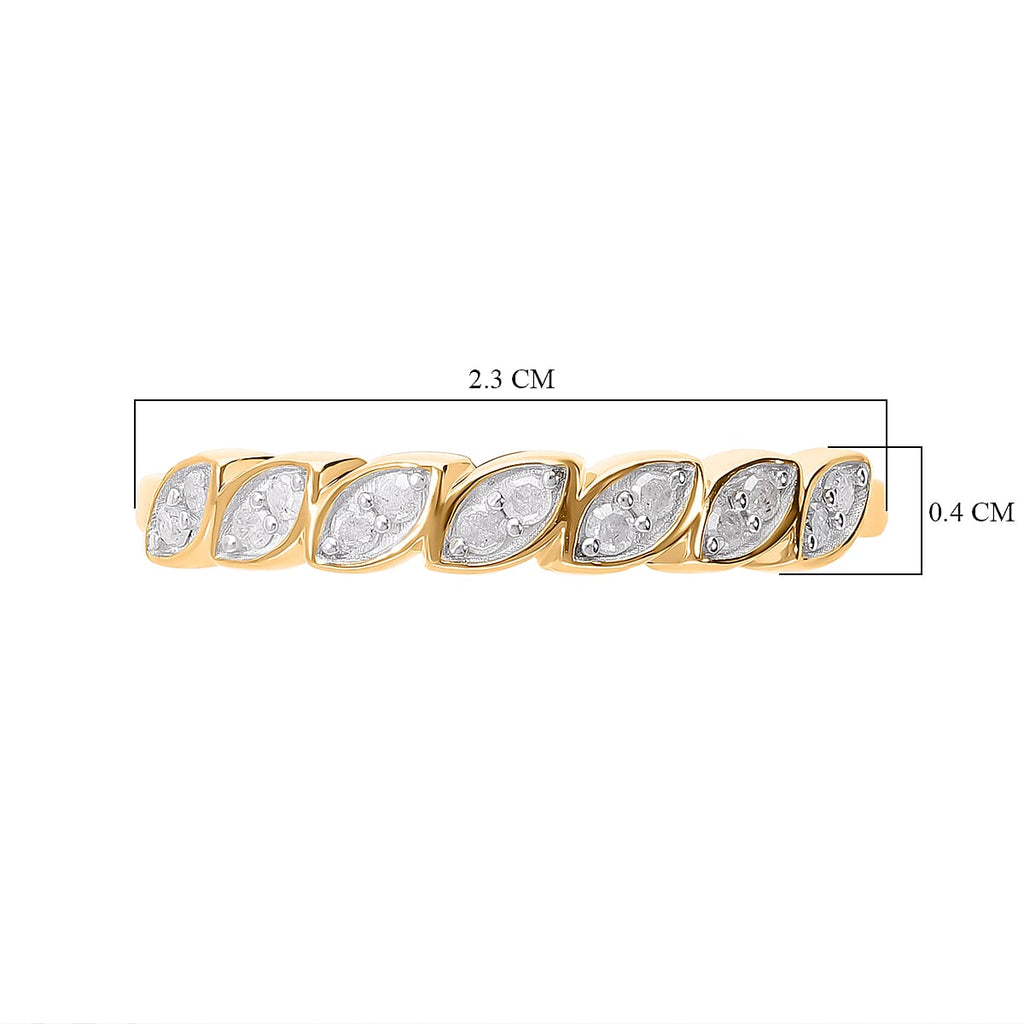 Diamond Half-Eternity Ring in 18K Vermeil Yellow Gold Plated Sterling Silver 0.19 Ct