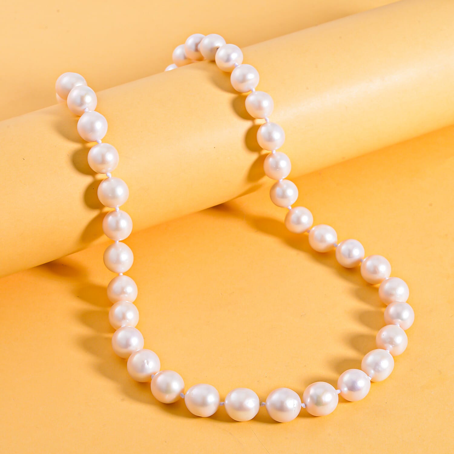 9K Yellow Gold White AAAA Edison Pearl Necklace (Size - 20) 7638056 1