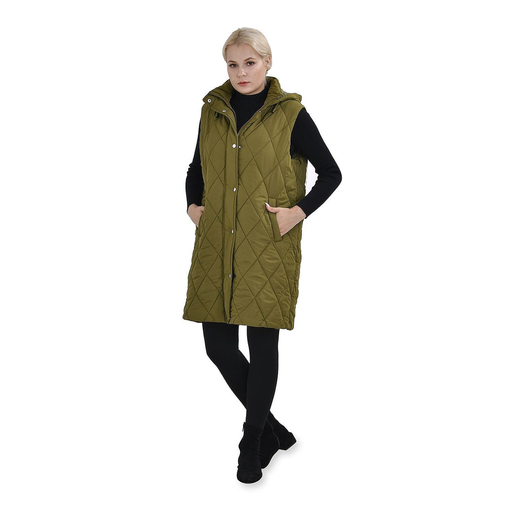 Tamsy Hoodie Puffer Gilet with 2 Side Pockets (Size L) - Green