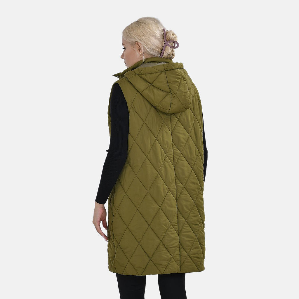 Tamsy Hoodie Puffer Gilet with 2 Side Pockets (Size L) - Green