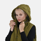 Tamsy Hoodie Puffer Gilet with 2 Side Pockets (Size L) - Green