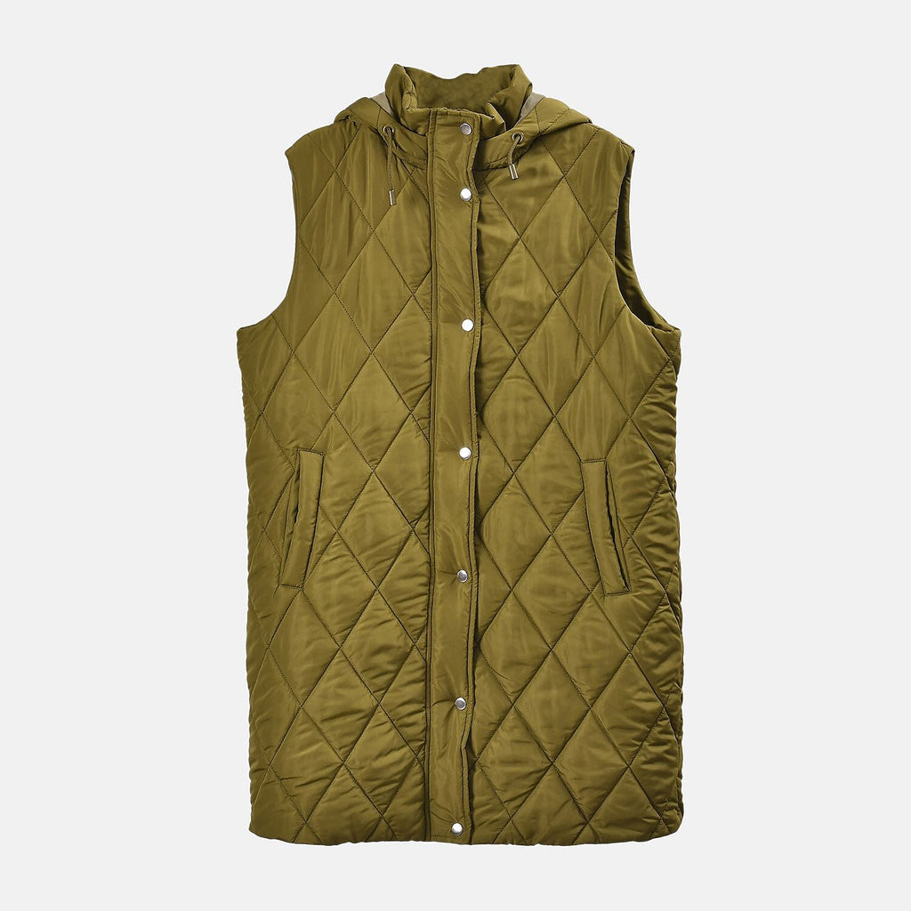Tamsy Hoodie Puffer Gilet with 2 Side Pockets (Size L) - Green