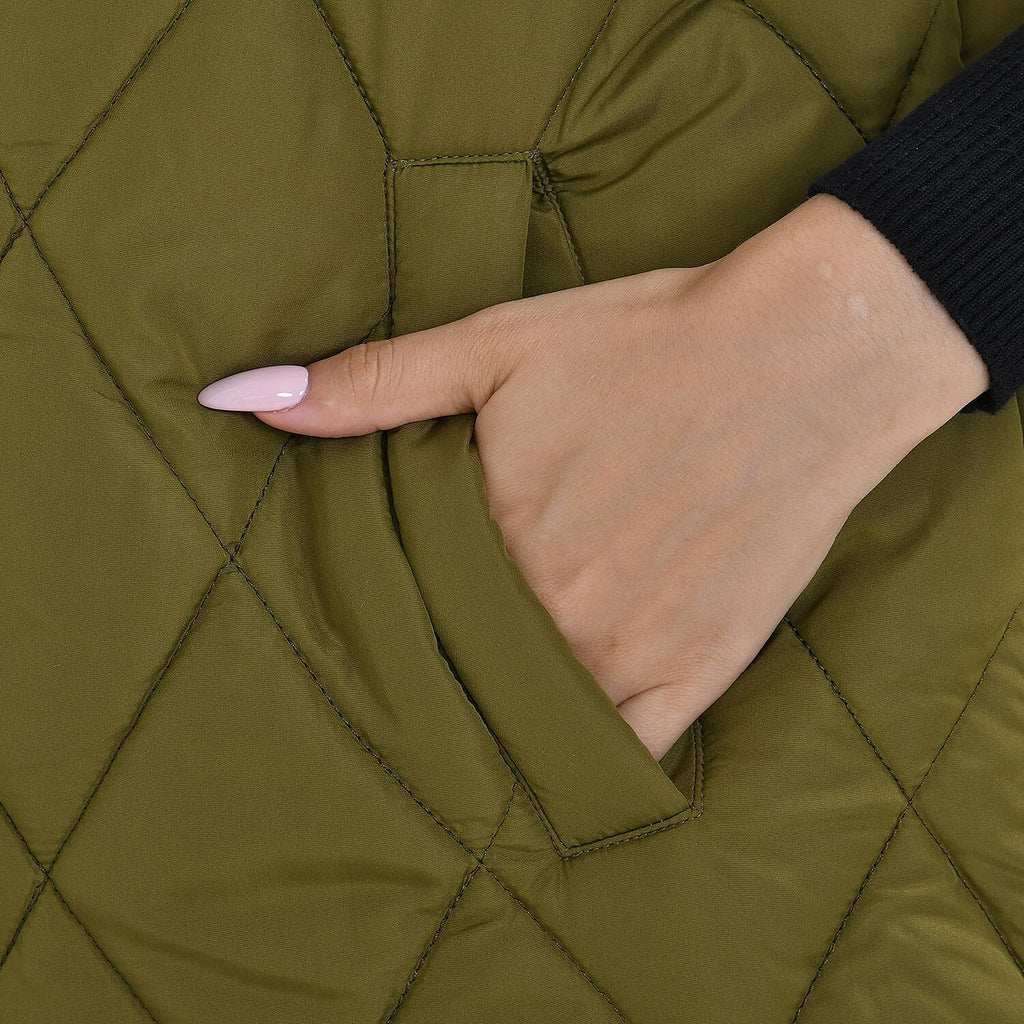 Tamsy Hoodie Puffer Gilet with 2 Side Pockets (Size L) - Green
