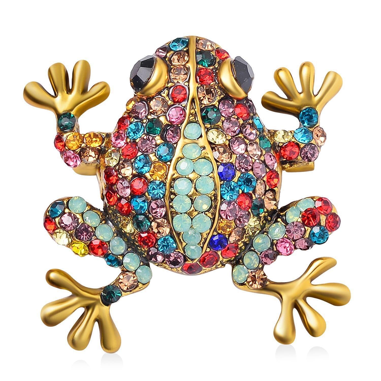 Multi-Colour Crystal Frog Brooch 7639521 0