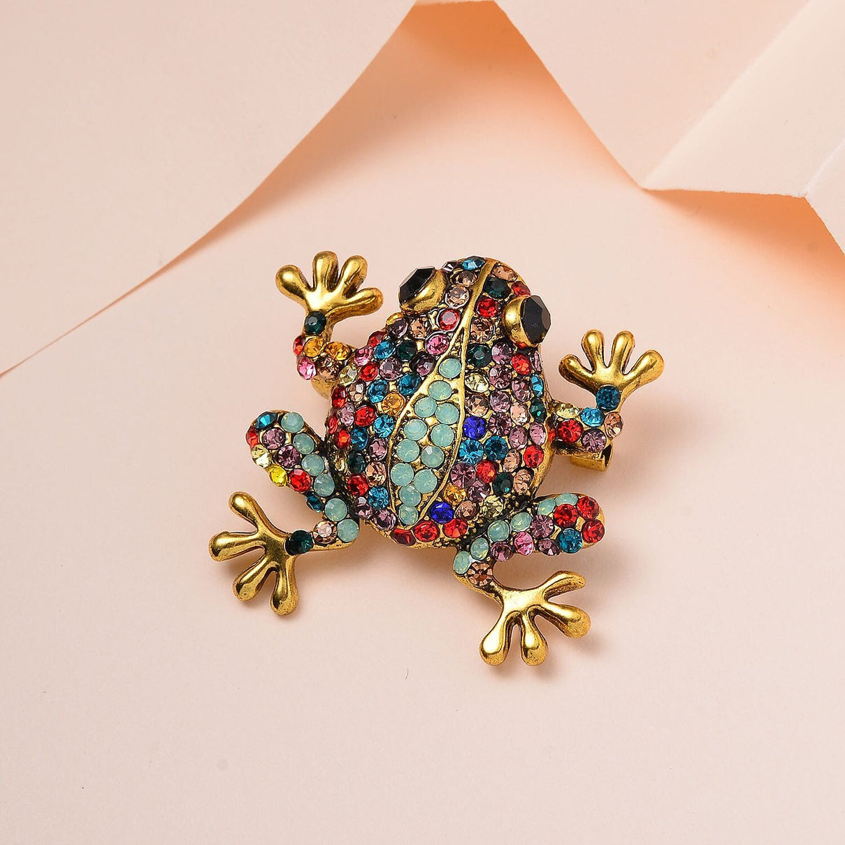 Multi-Colour Crystal Frog Brooch 7639521 2