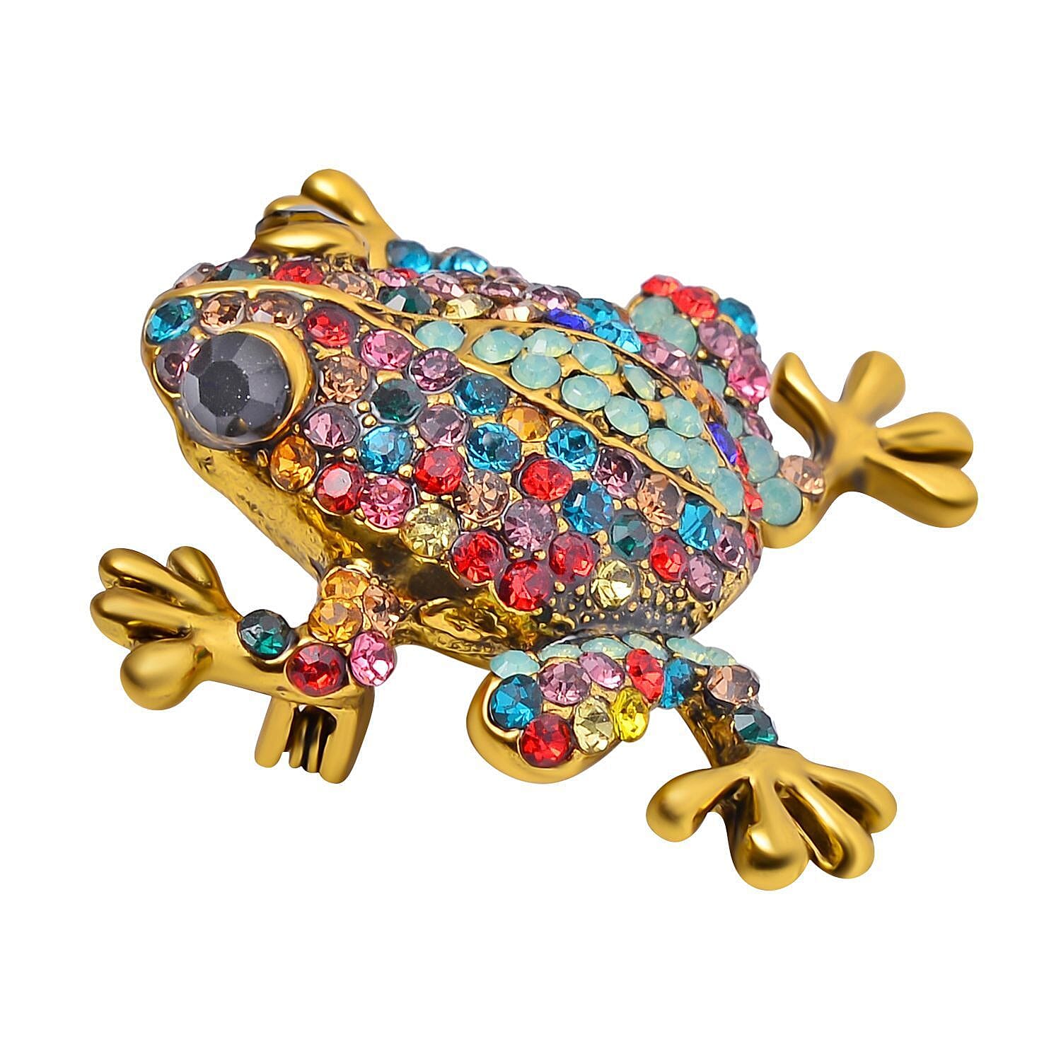Multi-Colour Crystal Frog Brooch 7639521 3