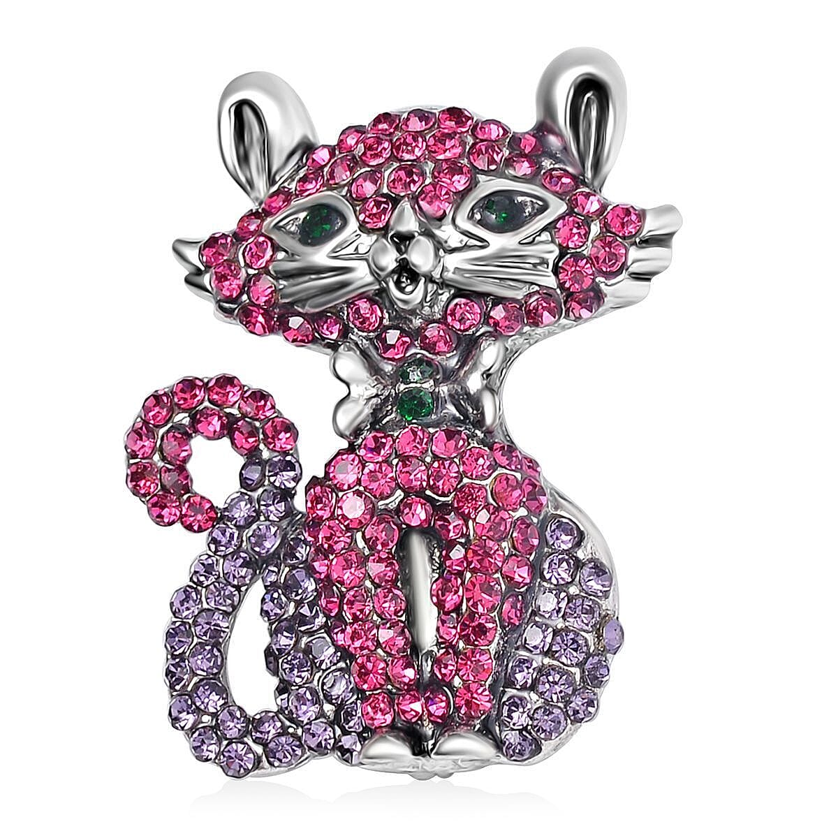 Multi-Colour Crystal Cat Brooch 7639567 0