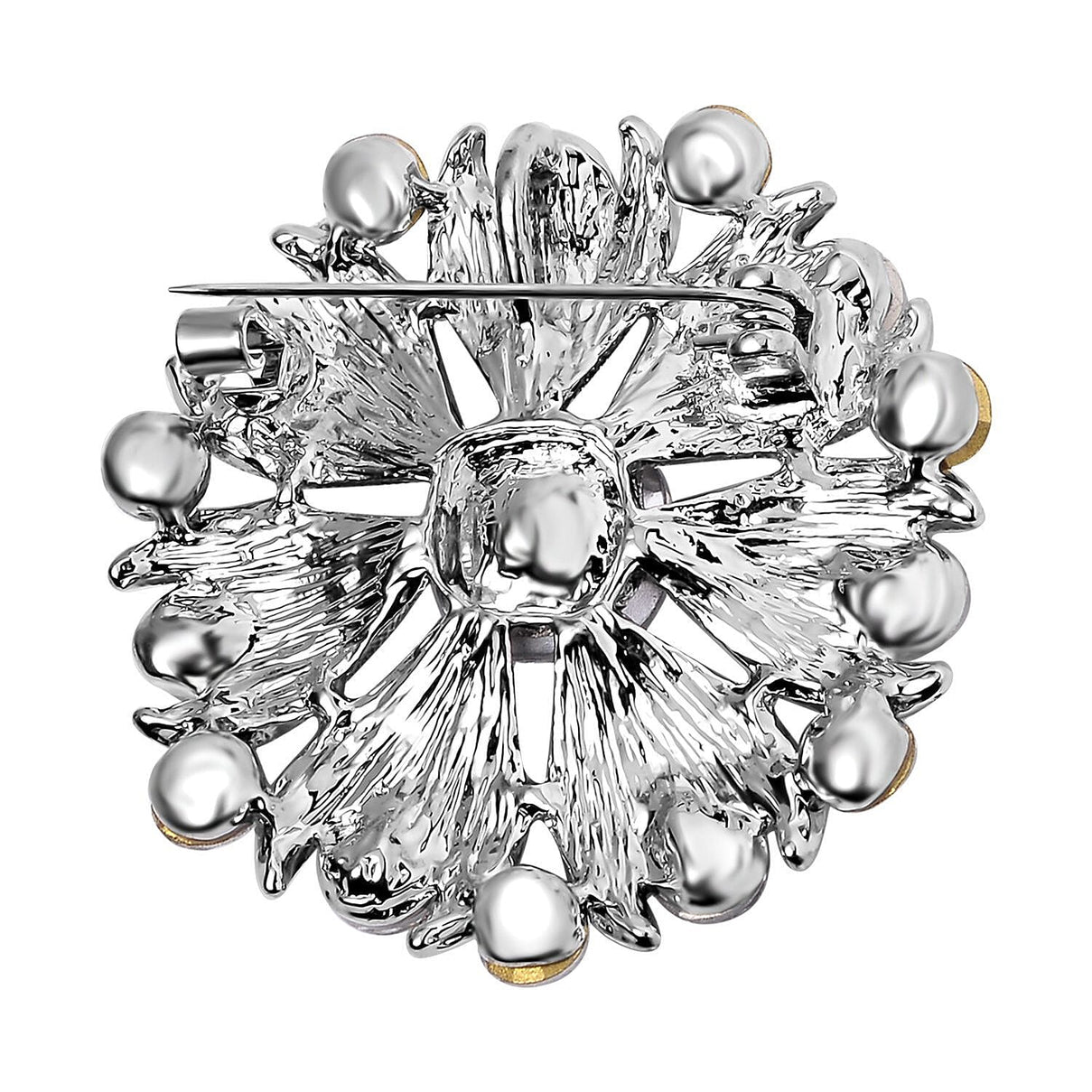 White Austrian Crystal Brooch in Silver Tone 7639662 4