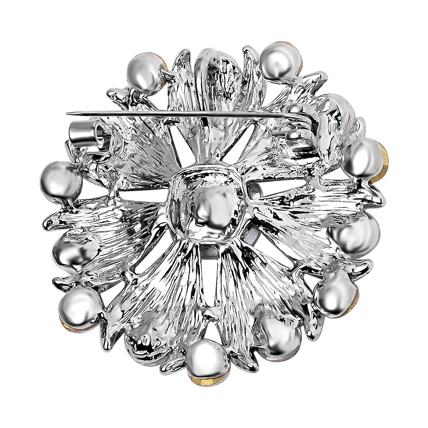White Austrian Crystal Brooch in Silver Tone 7639662 4