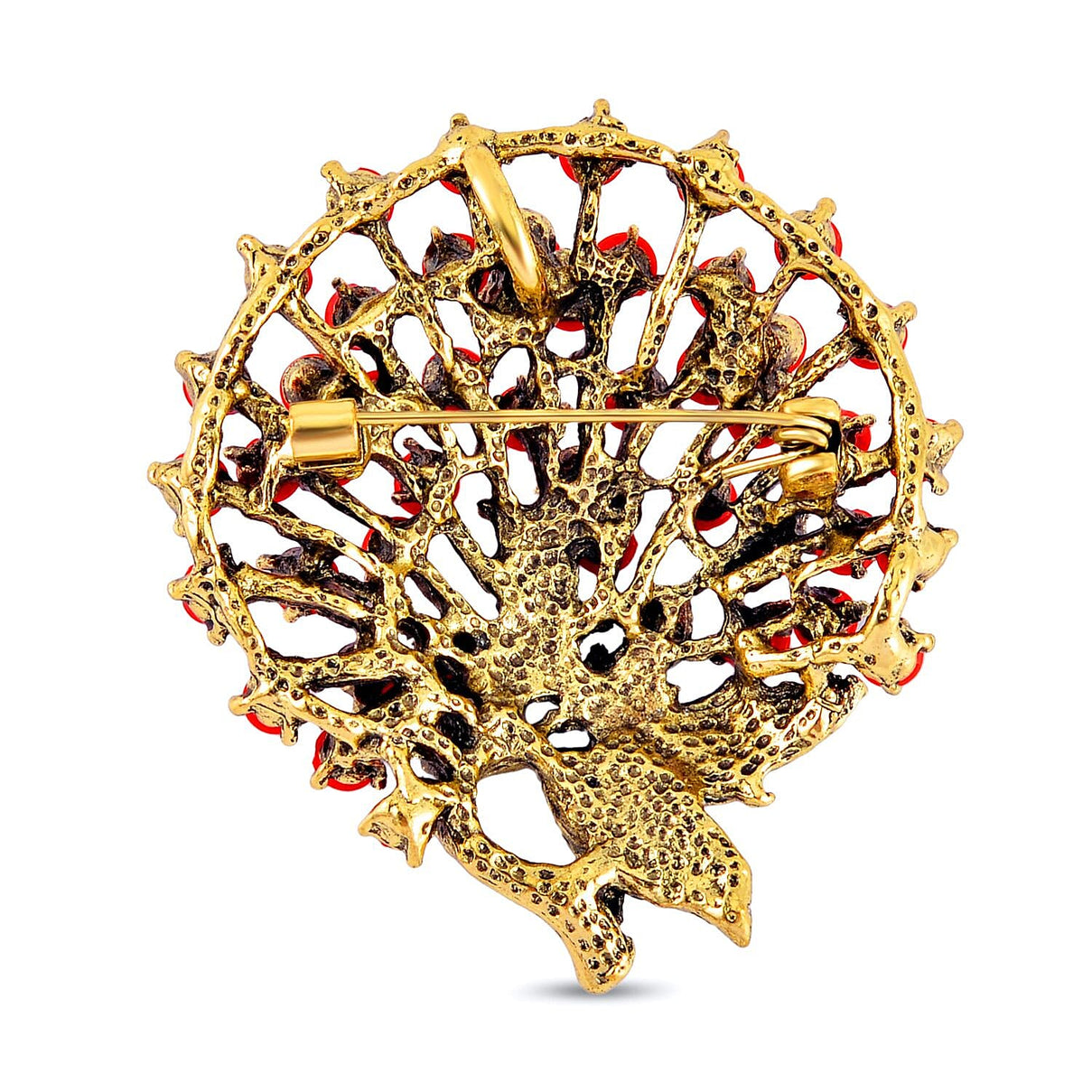 Austrian Red Crystal Brooch in Antique Gold Tone 7639832 4