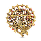 Austrian Red Crystal Brooch in Antique Gold Tone
