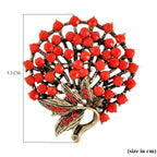 Austrian Red Crystal Brooch in Antique Gold Tone