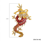 Designer Inspired - Austrian Green Crystal & White Crystal Enamelled Dragon Brooch in Yellow Gold Tone