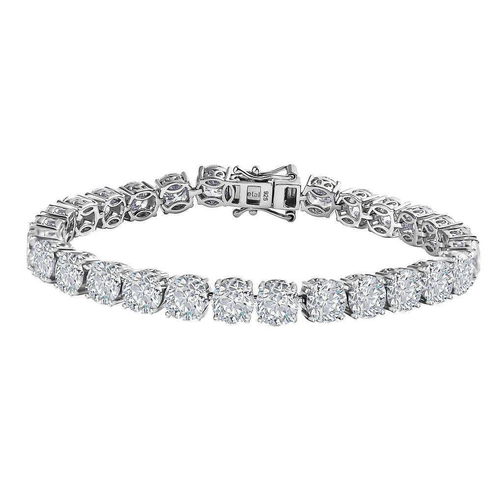 Moissanite Tennis Bracelet (Size 7) in Platinum Overlay Sterling Silver 17.93 Ct, Silver Wt. 13.36 Gms